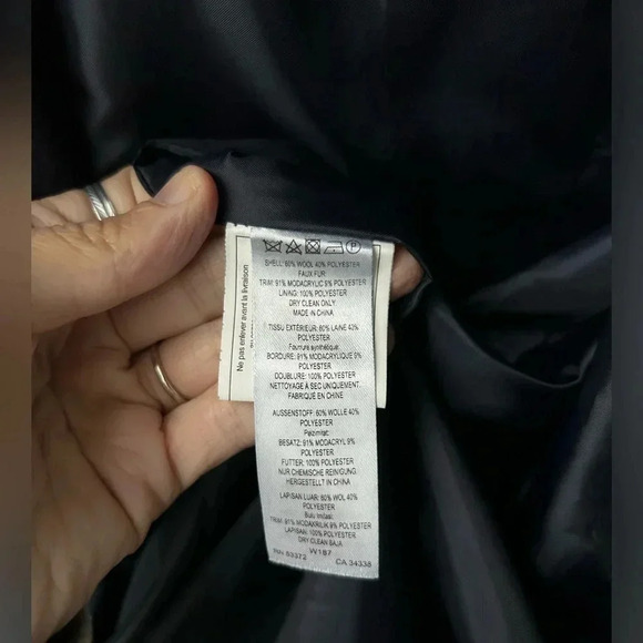 French connection navy blue long wool blend moto jacket coat - Picture 3 of 10